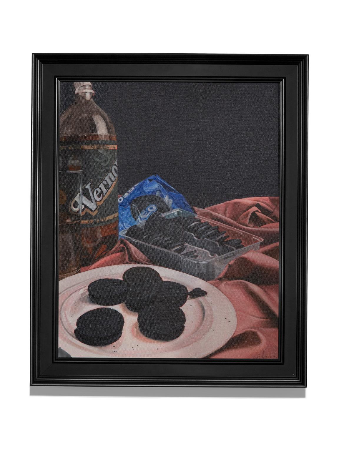 "Vernors & Oreos" per Stevie Wonder, Natura morta, Olio, Colorato