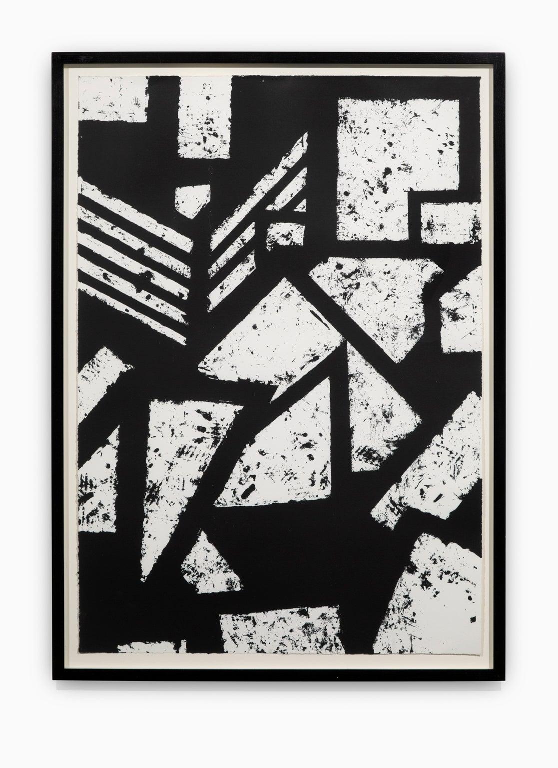 Gordon Newton Abstract Print - "Untitled #4" Hand Printed Black & White Lithograph from Set “Six Prints 1972” 