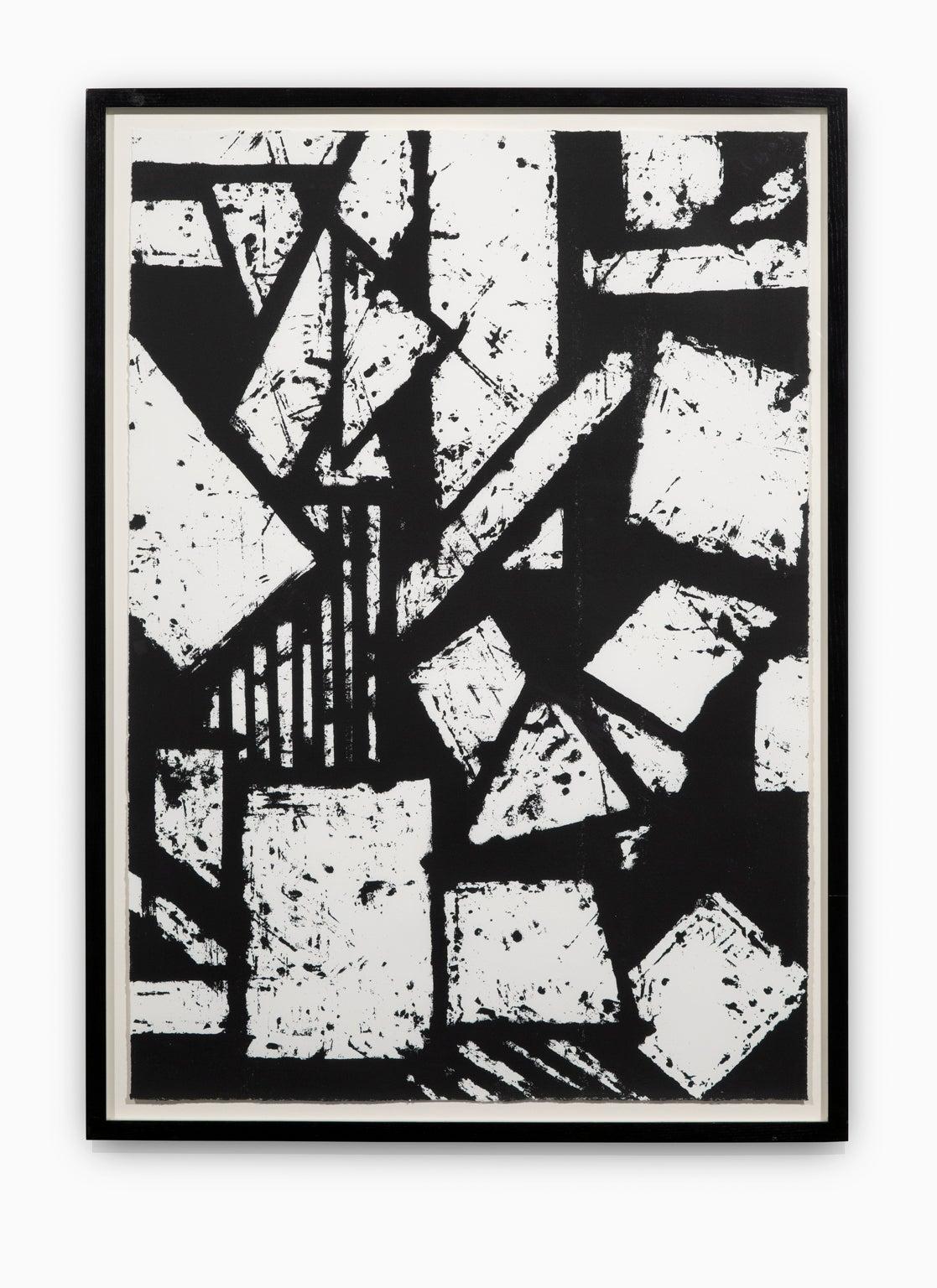 Gordon Newton Abstract Print - "Untitled #6" Hand Printed Black & White Lithograph from Set “Six Prints 1972” 