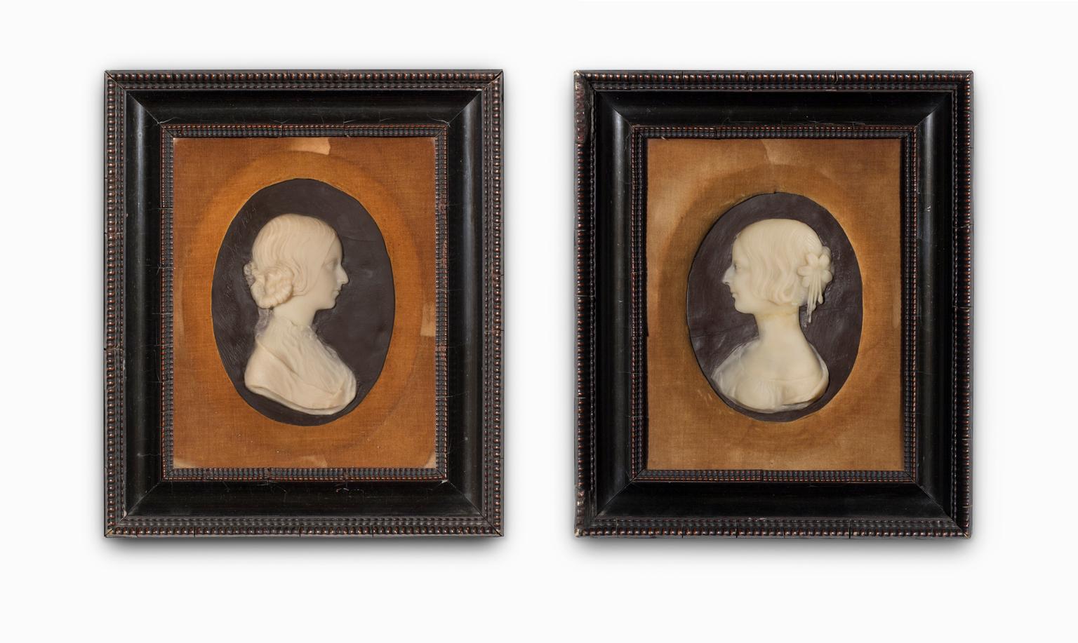 "Crawford Women", 19th Century Wax Relief Portraits, Framed By Chapman Bros