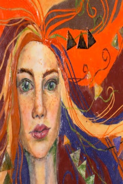 "Muse of Insight", Encaustic, Oil, and Paper on Wood