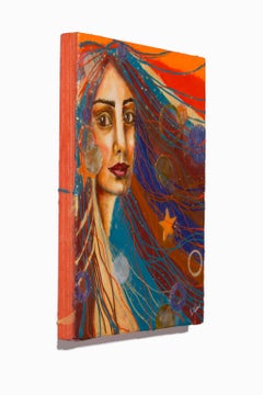 "Muse of Magic", Encaustic, Oil, and Paper on Wood