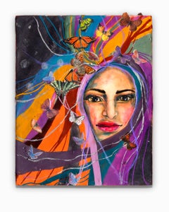 "Muse of Transition", Encaustic, Oil, and Paper on Wood