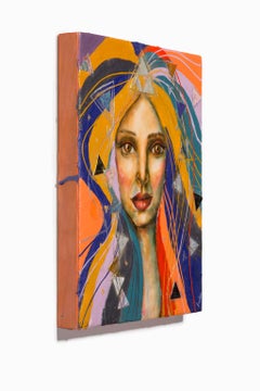 "Muse of Mystery", Encaustic, Oil, and Paper on Wood