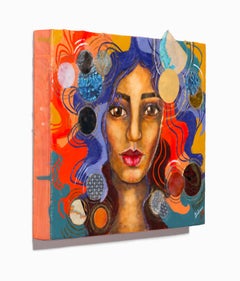 "Muse of Confidence", Encaustic, Oil, and Paper on Wood