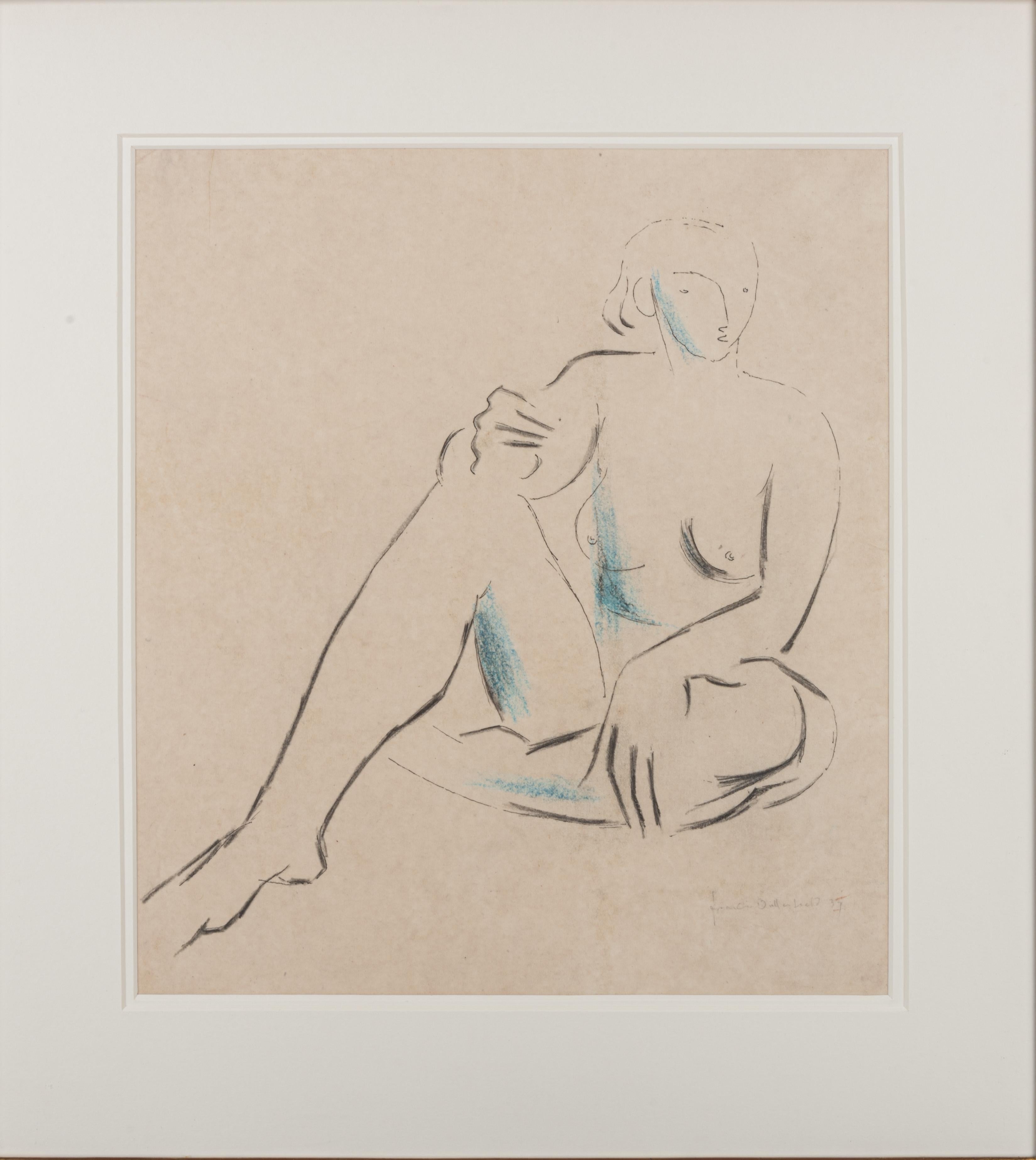Pencil with pastel on paper
Date 1937
Marked: Francis Butterfield 37

PROVENANCE
A private collection

Frame height 55 cm
Frame width 50 cm

A drawing with pastel of a seated nude. Drawn during Butterfield's 'decade of success' with galleries in