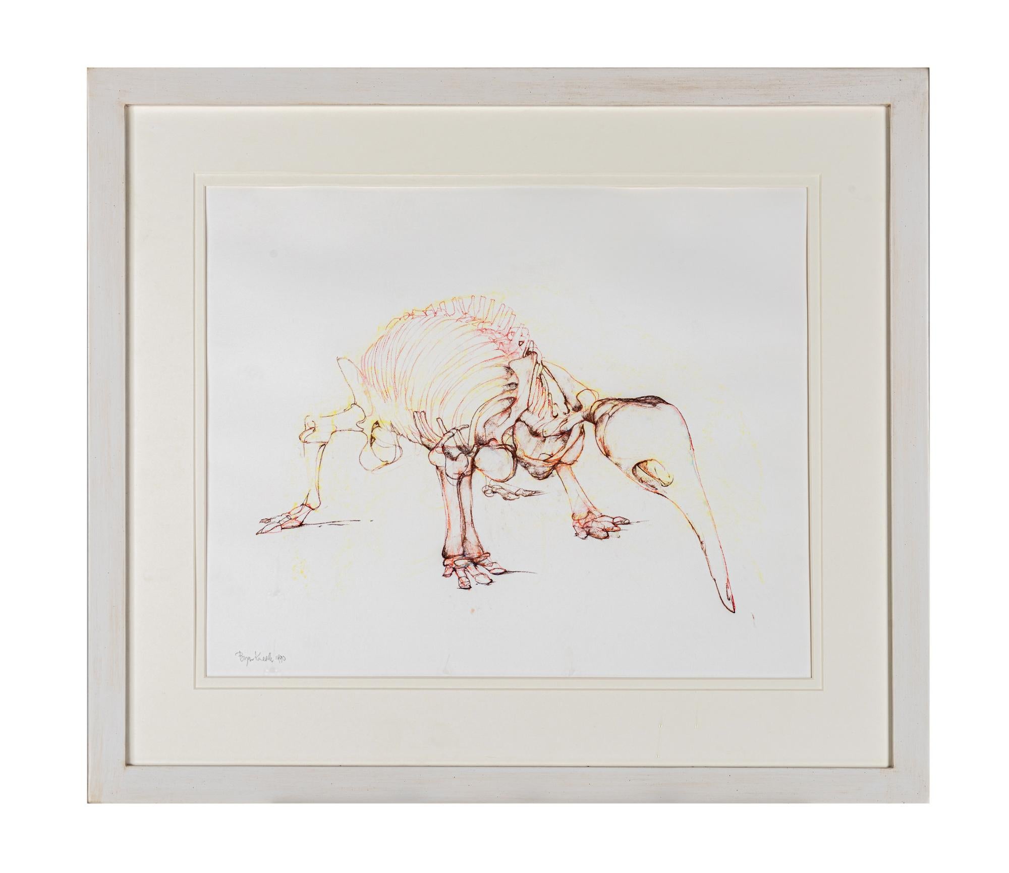Frame height 66.00cm [25.98 inches] 
Frame width 75.00cm [29.52 inches]  

An anatomical drawing 1990
Conté on Paper
Signed & dated: Bryan Kneale 1990

PROVENANCE
Collection of Mr and Mrs Feeney (Original Invoice)

EXHIBITIONS
Royal West of England