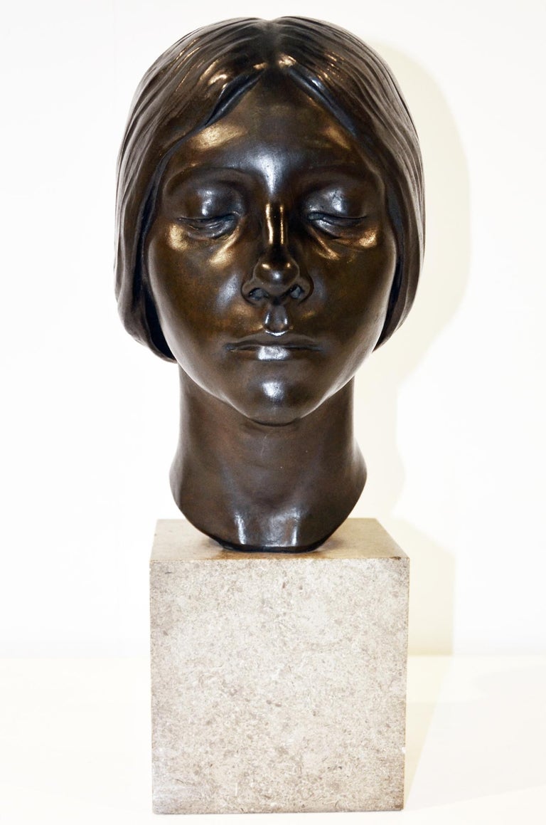 Herbert Palliser - A bronze portrait bust of a young women For Sale at ...