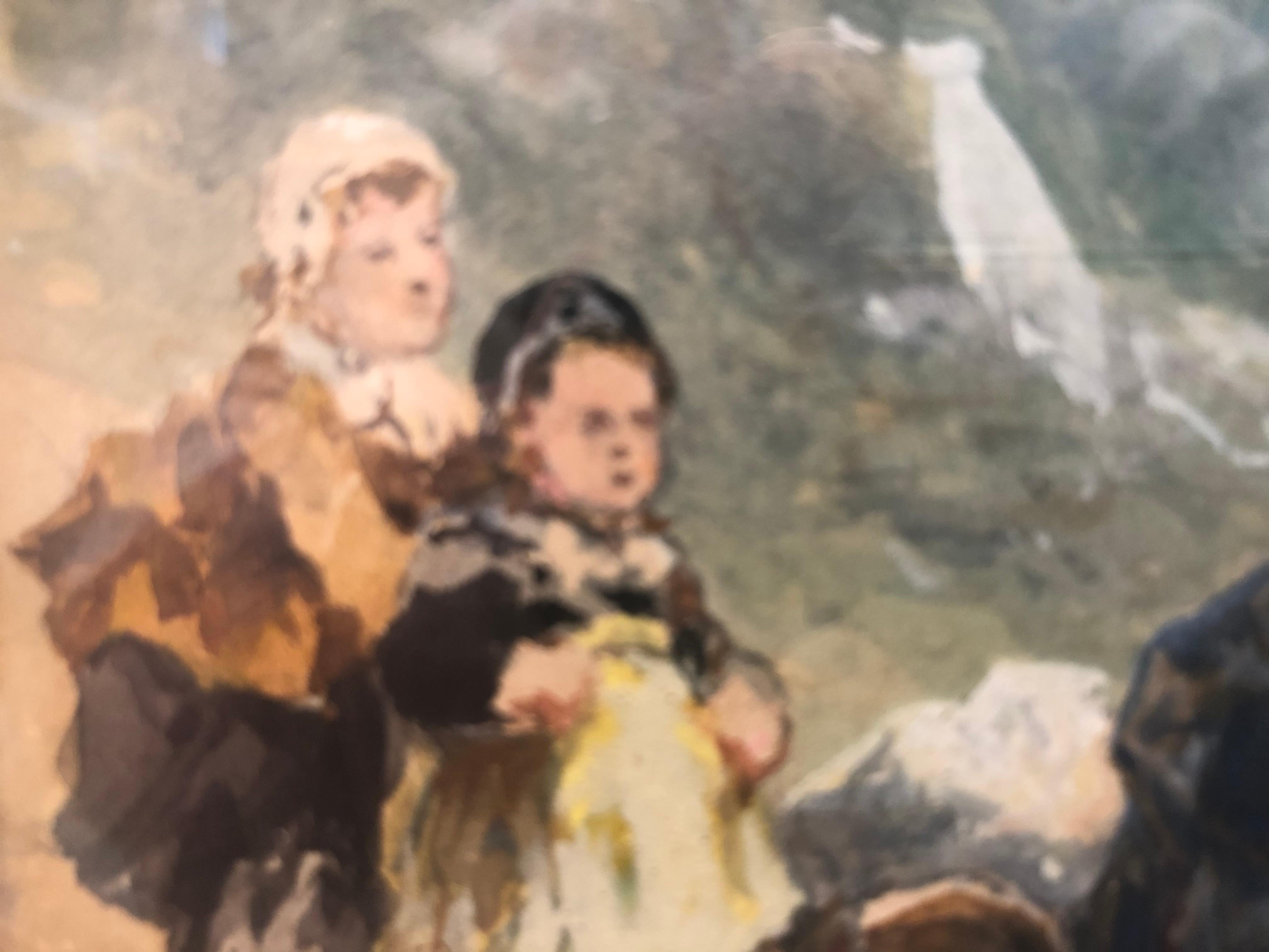 Giornata di lavaggio, ruscello costiero - Painting Realismo di Jules Noel