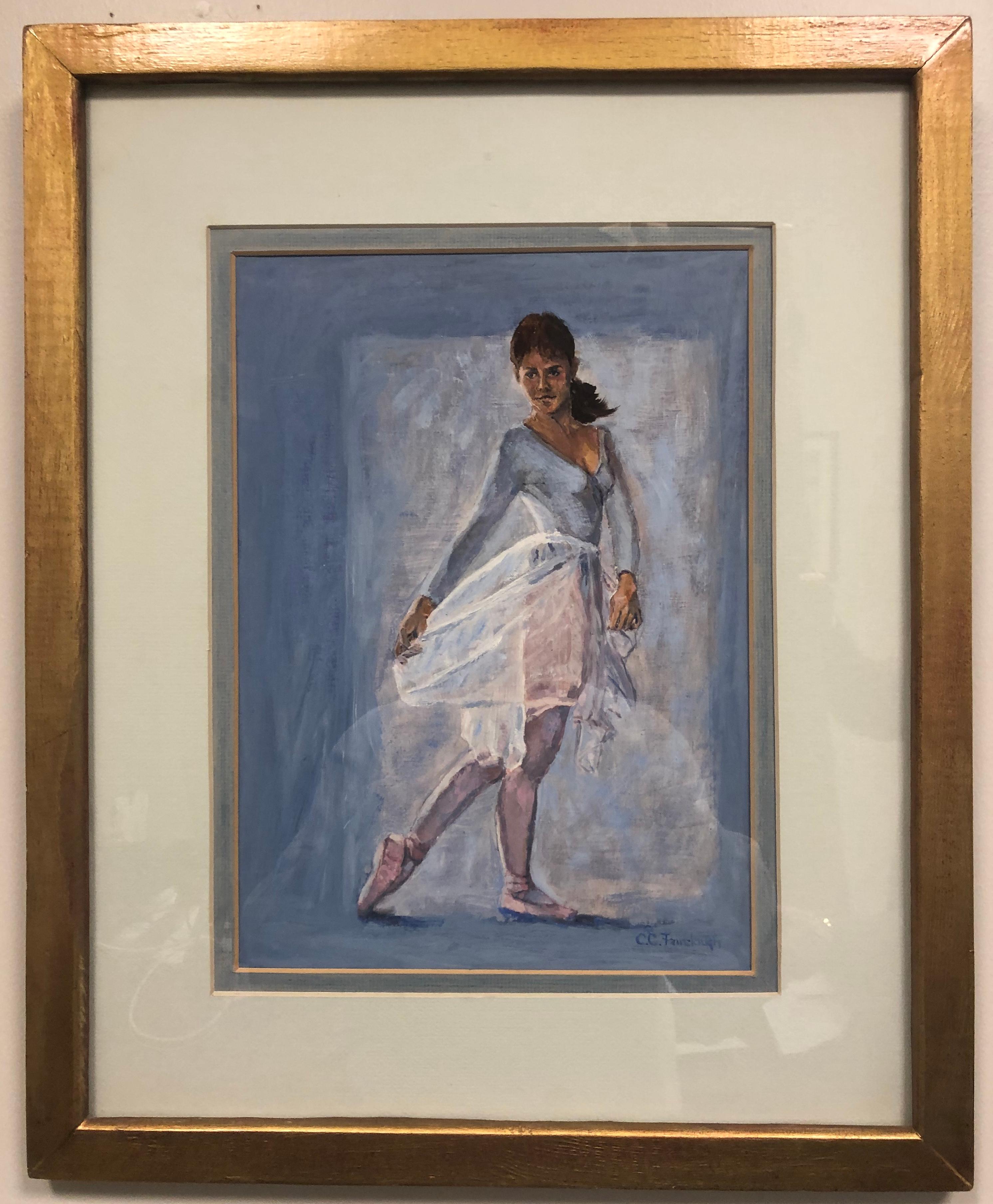 Danseuse de ballet - Gris Figurative Painting par Connie Fairclough