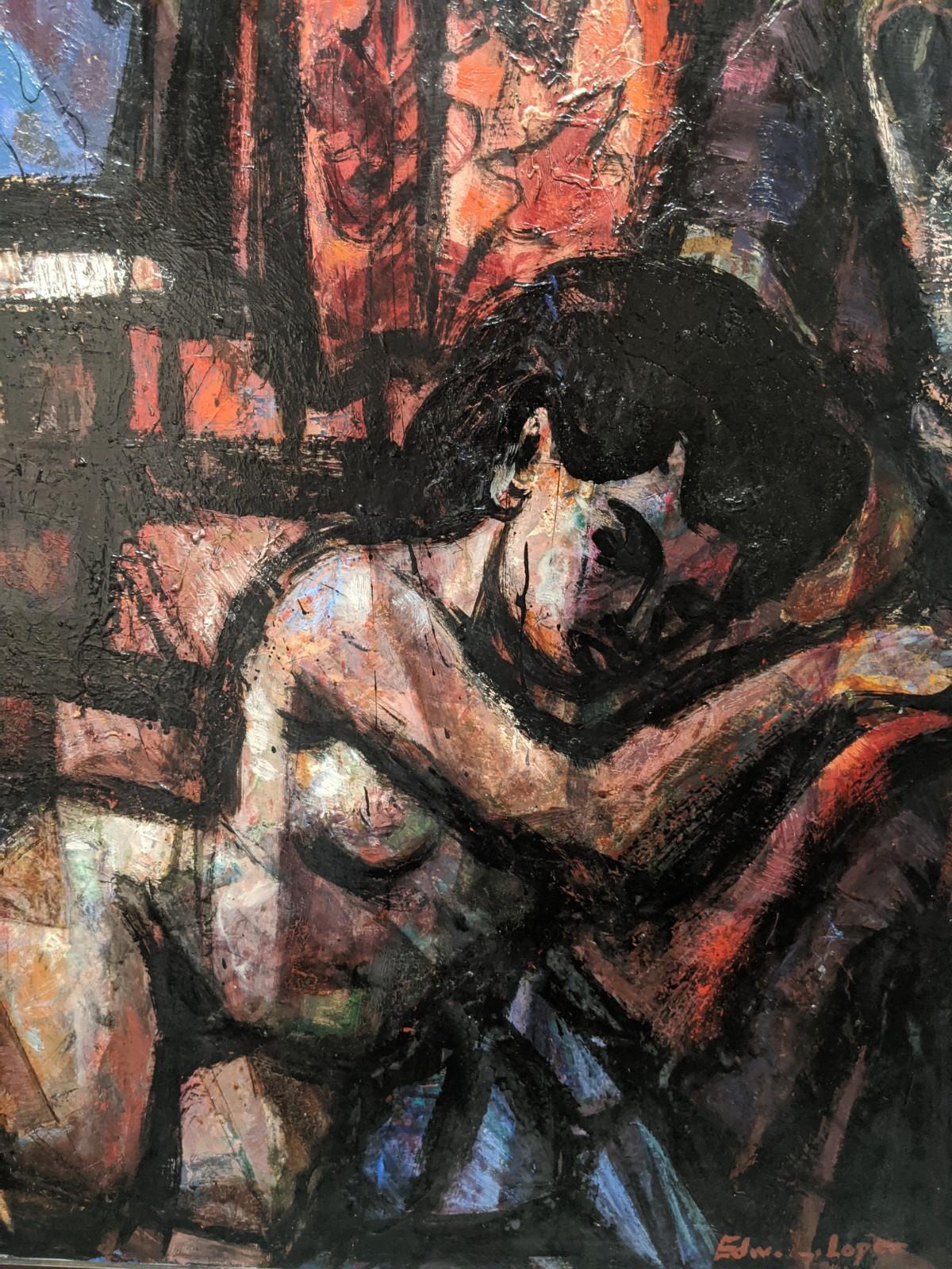 pose de la nuit - Impressionnisme abstrait Painting par Edward L. Loper Sr
