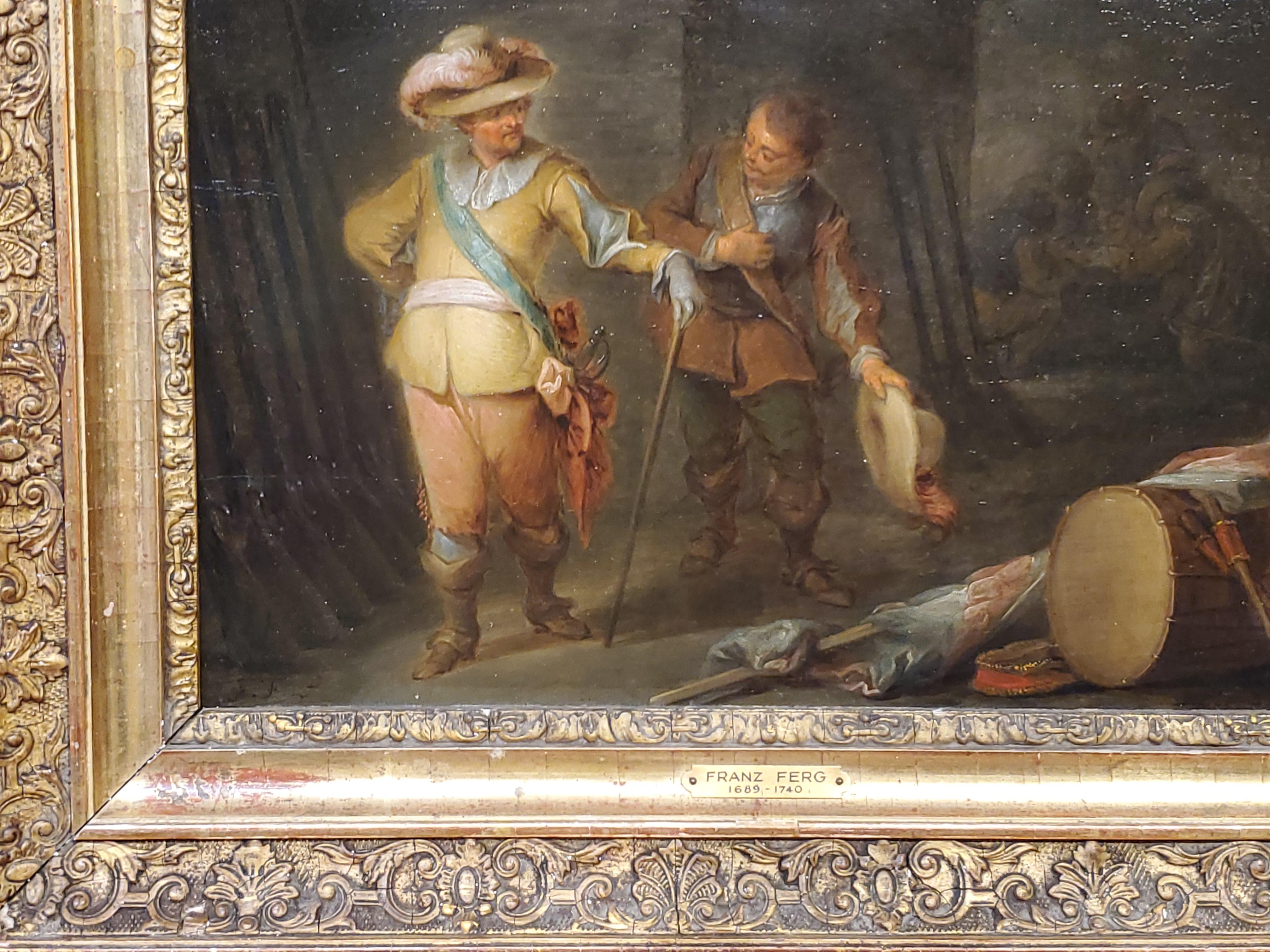 Old Master Oil Painting of An Armory Inspection by Franz de Paula Ferg 1