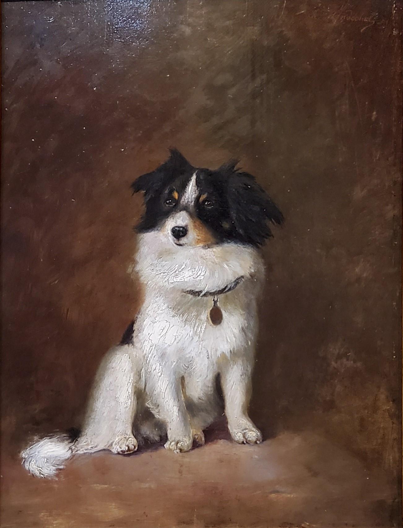 Oil Painting of a Dog by R Hendschel 1