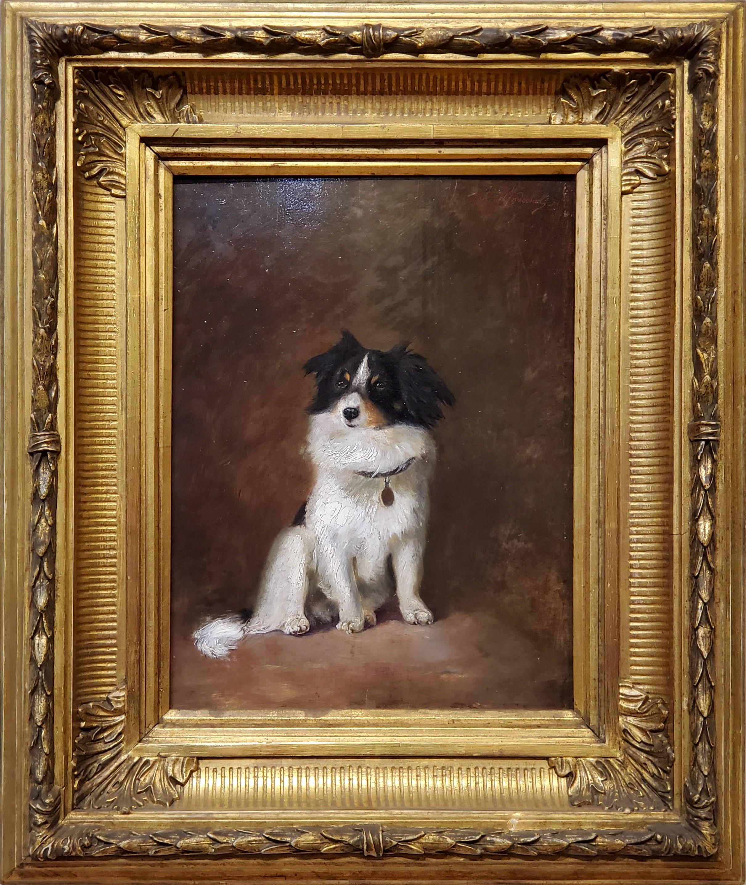 Oil Painting of a Dog by R Hendschel

19th Century Oil on wood panel and measures 11" wide by 15" tall. 

The dog is either an Australian Shephard or a border collie.

This portrait of a dog measures 20" wide by 24" tall in the frame.