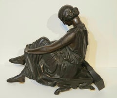 Sculpture ancienne en bronze du poète Sapho