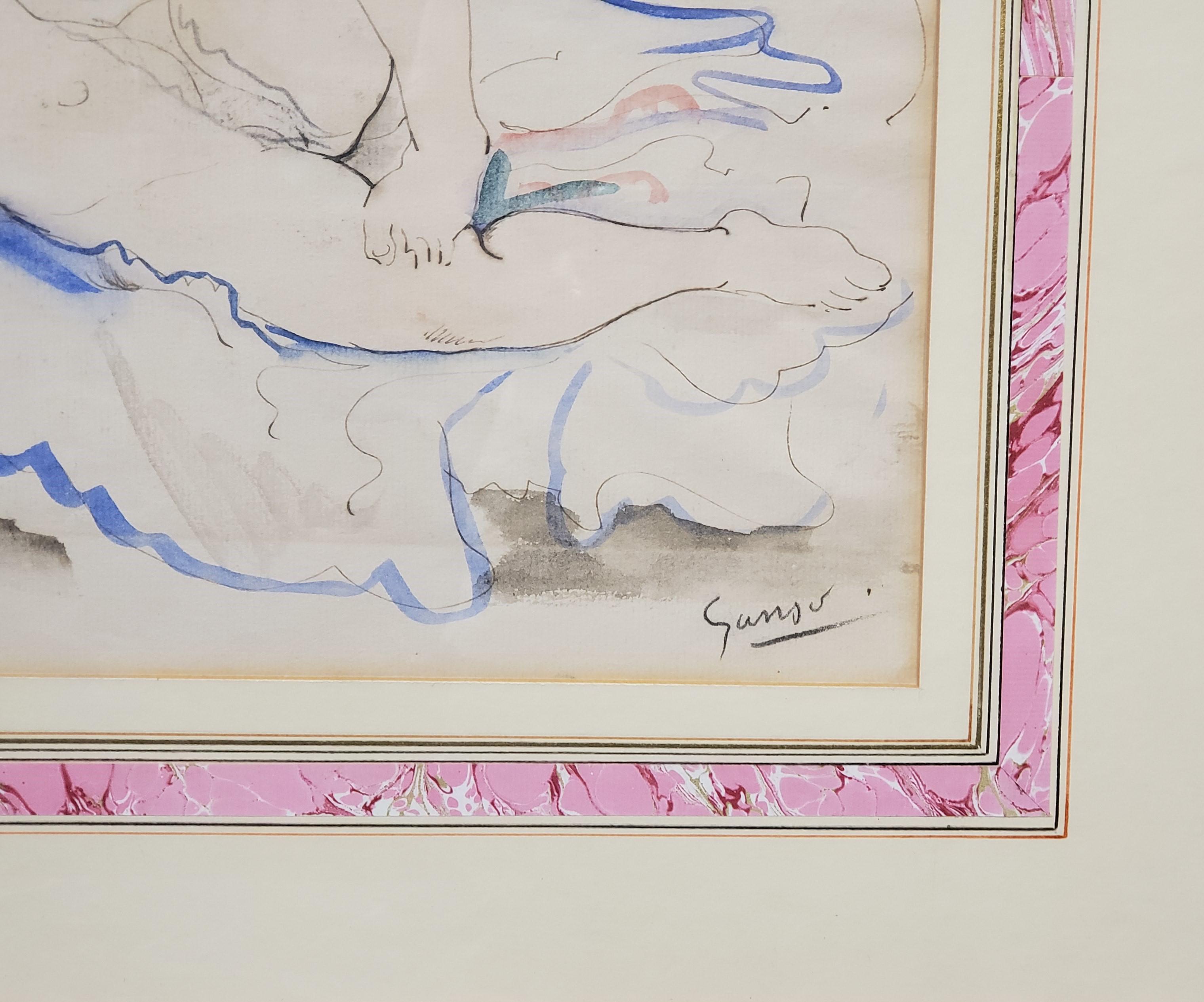 A Female Nude Watercolor Signed By Emil Ganso 3
