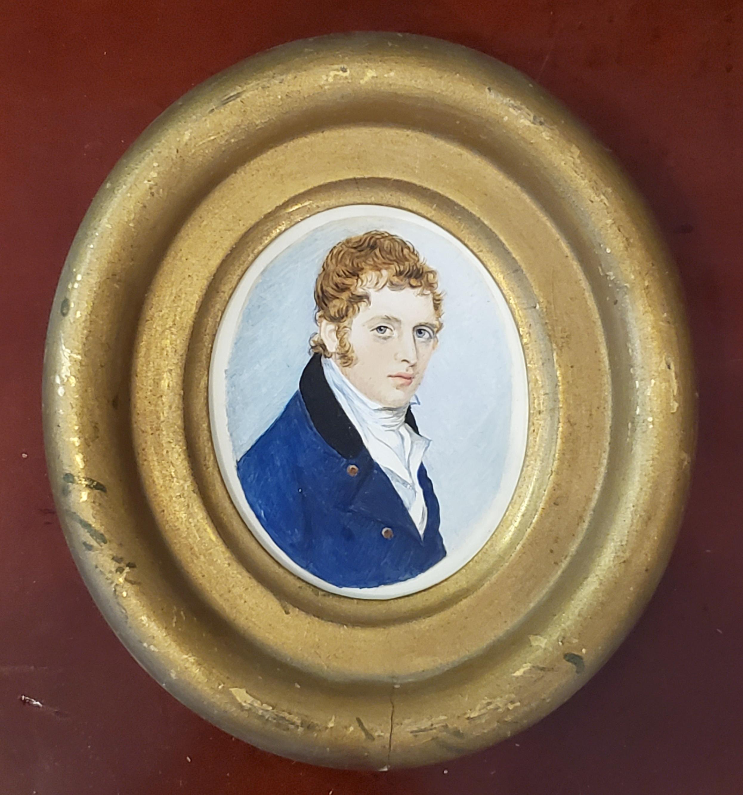 Unknown Portrait Painting - American School Portrait Miniature circa 1840