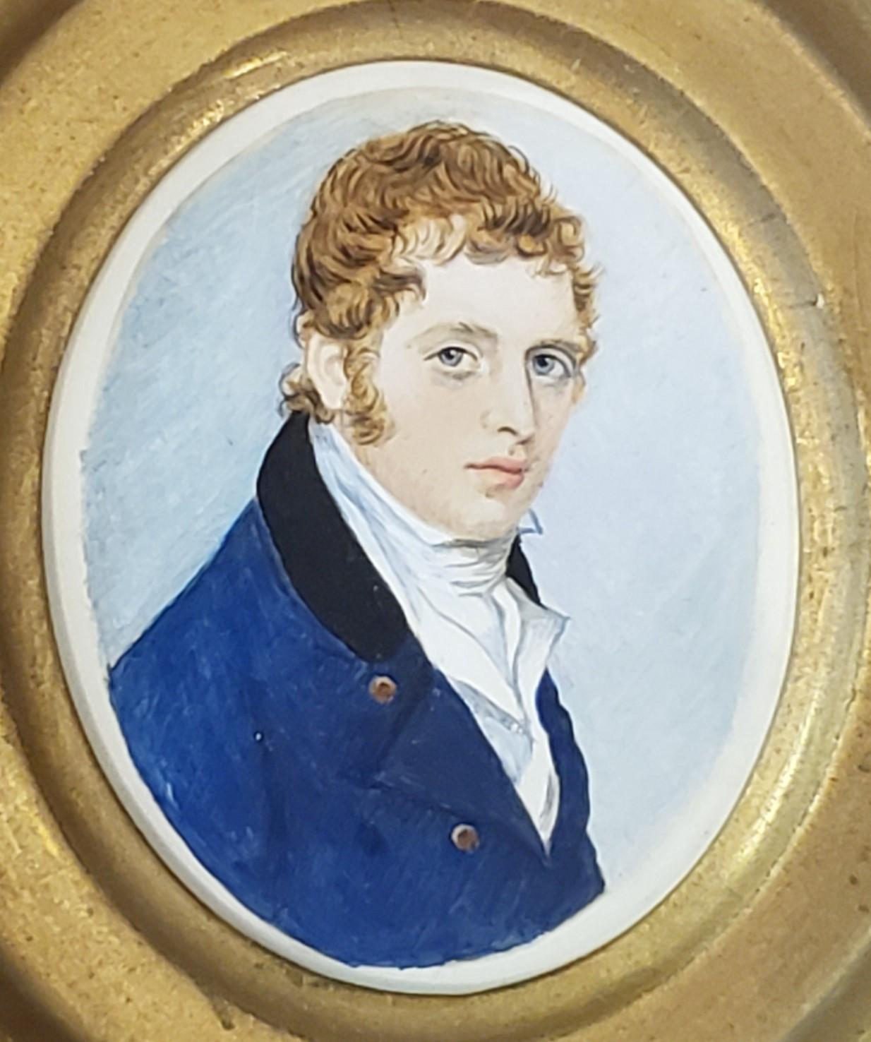 American School Portrait Miniature circa 1840 - Painting by Unknown