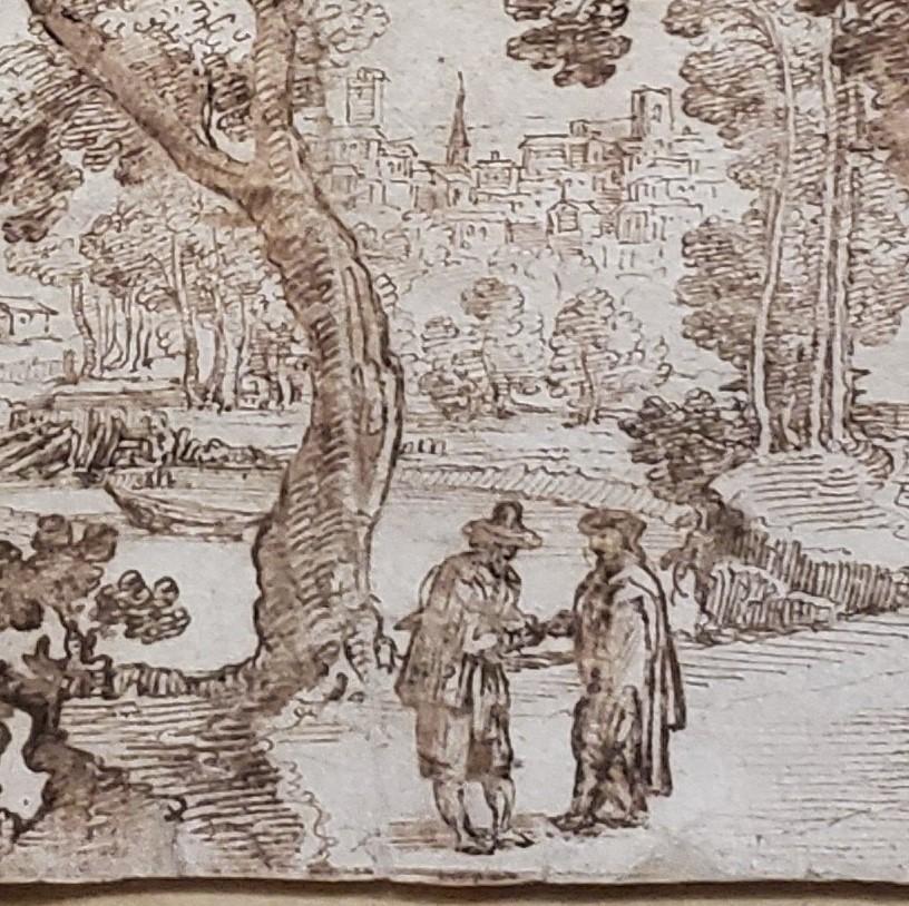 Drawing à l'encre de paysage Remigio Cantagallina (début du 17ème siècle) 3