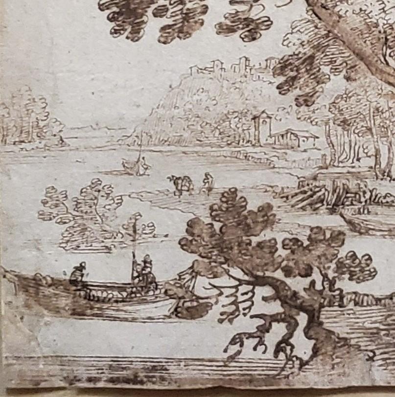 Drawing à l'encre de paysage Remigio Cantagallina (début du 17ème siècle) 4