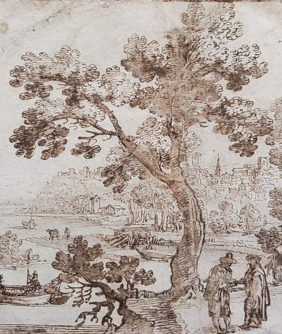 Drawing à l'encre de paysage Remigio Cantagallina (début du 17ème siècle) 5