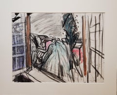 Abstract Watercolor Landscape View From A Window