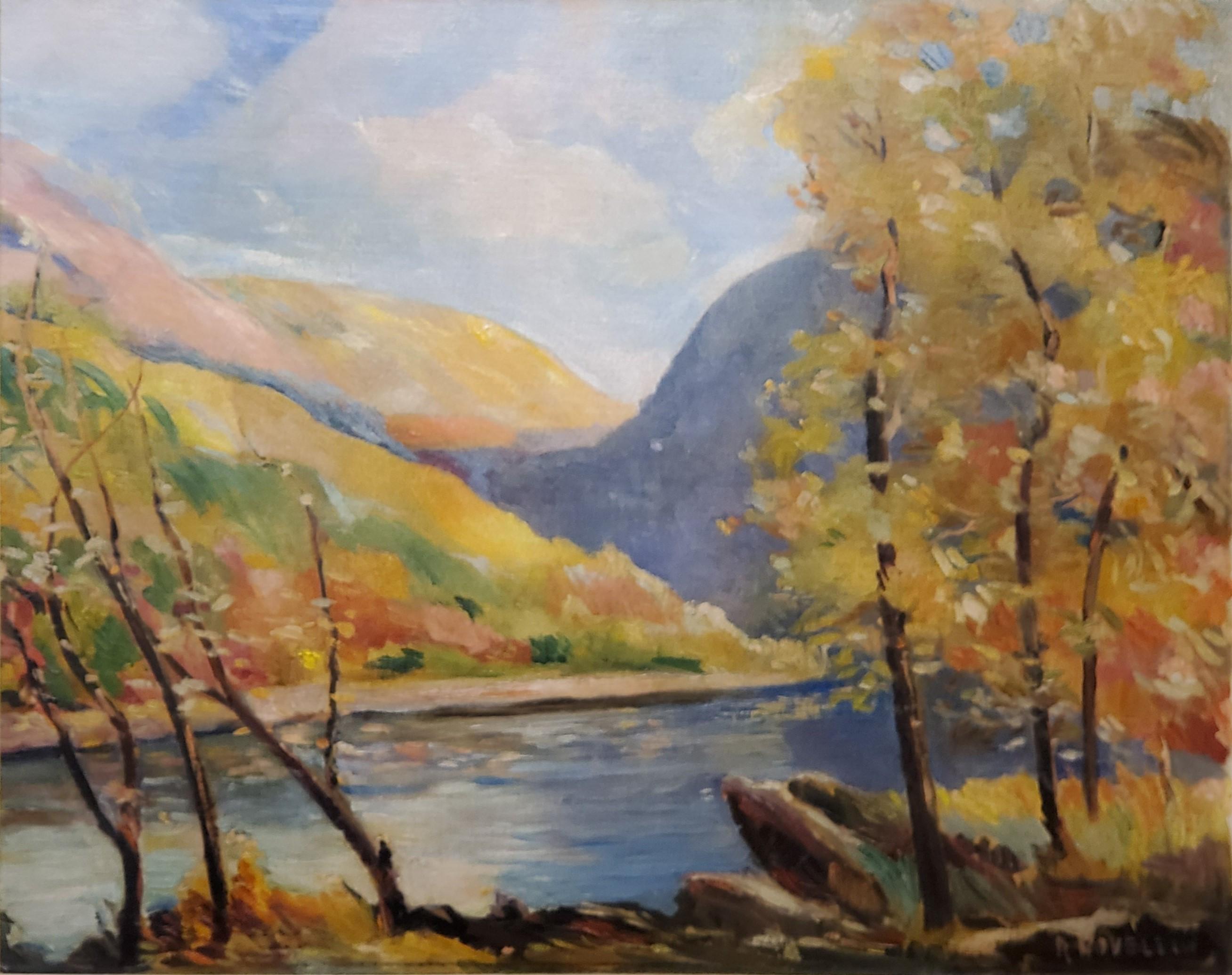 Impressionist Landscape View of the Delaware River Valley In Autumn - Painting by Rudolpho Novelli