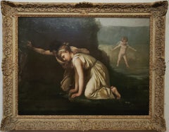 Peinture d'Echo et Narcisse regardant le reflet de Narcisse sur l'eau