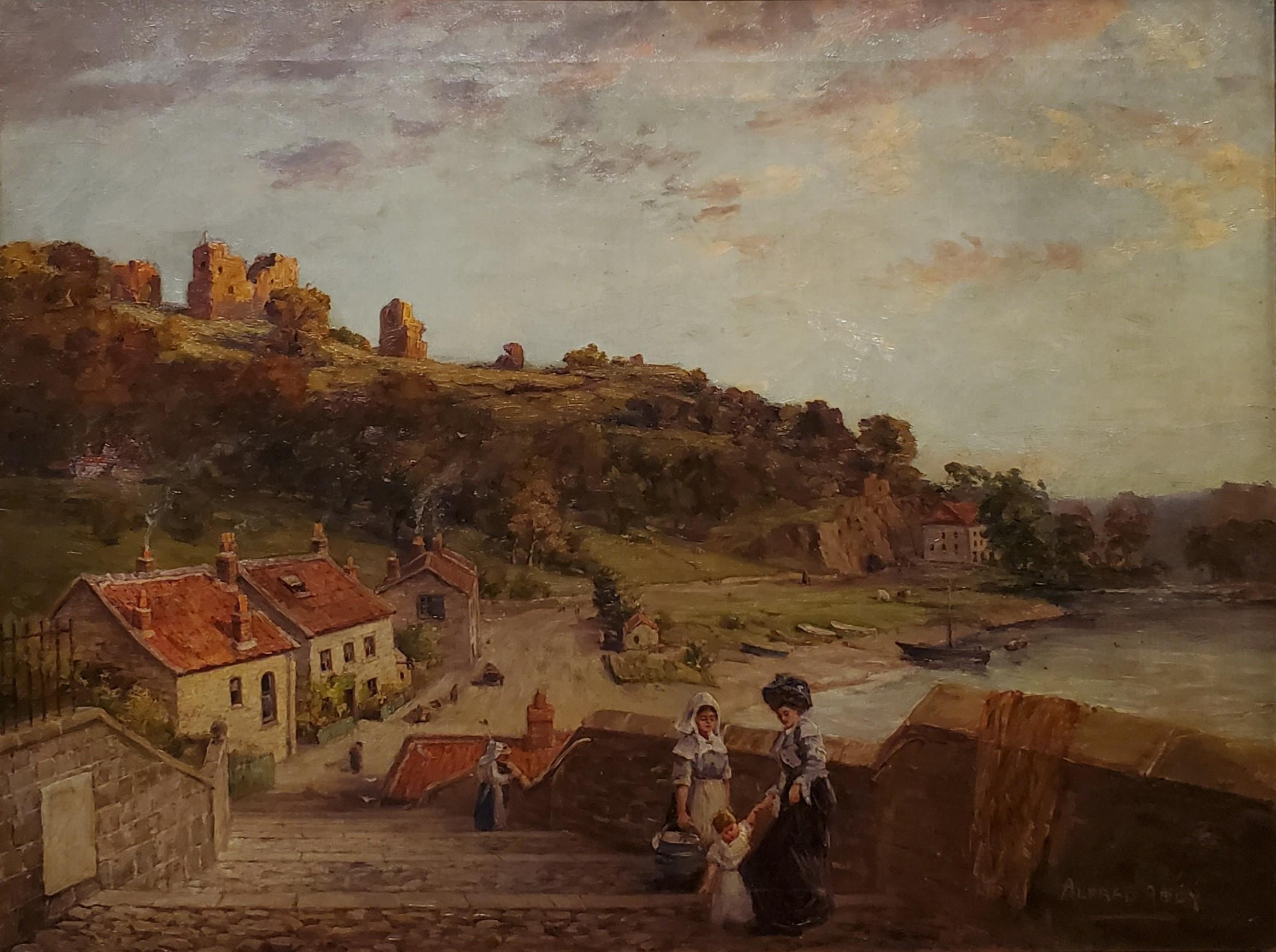Landscape View of Knaresborough Yorkshire United Kingdom in the 19th Century - Painting by Alfred Addy