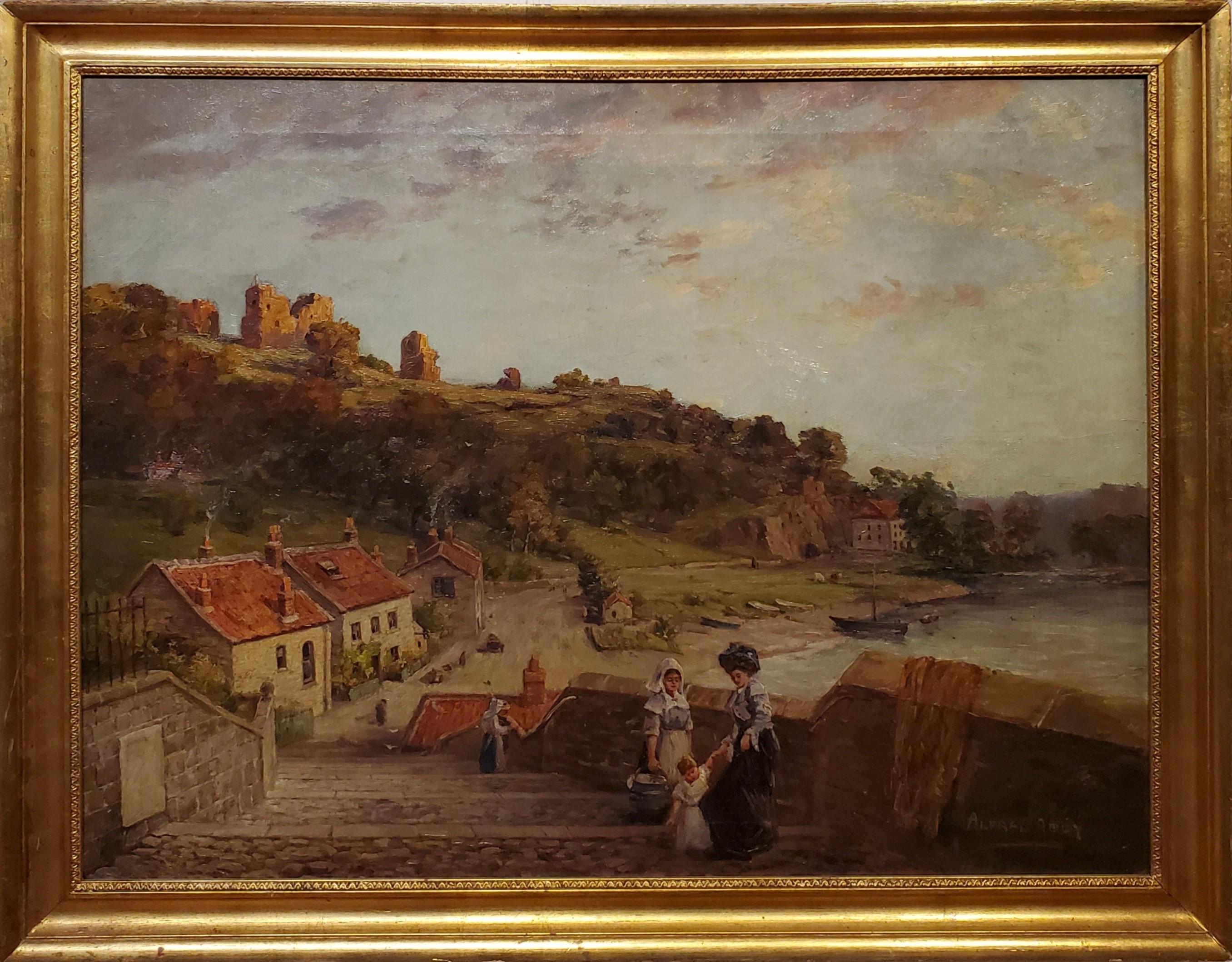 Alfred Addy Landscape Painting - Landscape View of Knaresborough Yorkshire United Kingdom in the 19th Century