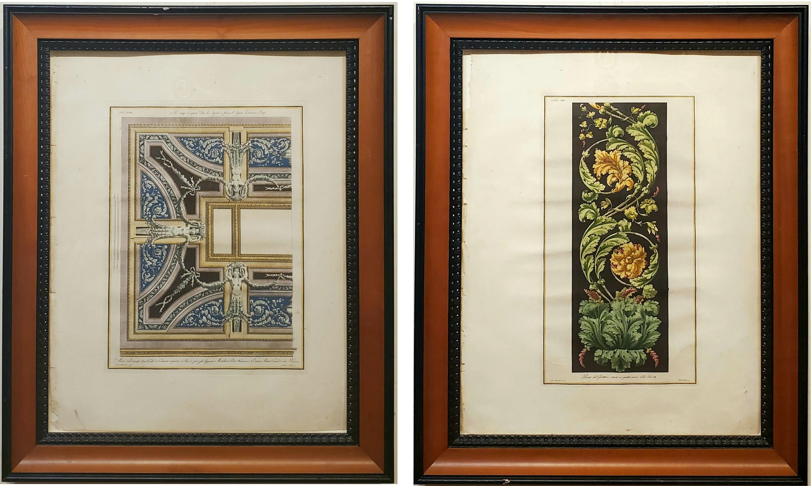 Framed Pair of Architectural Engravings made After Giocondo Albertolli