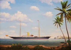 Steam Yacht Viento Justo at Puerto Rico Seascape by Graham Flight in 1923