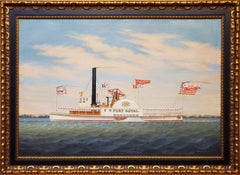 Vintage Rappahannock River Paddle Steamboat Nautical Painting by Louis H. Joy