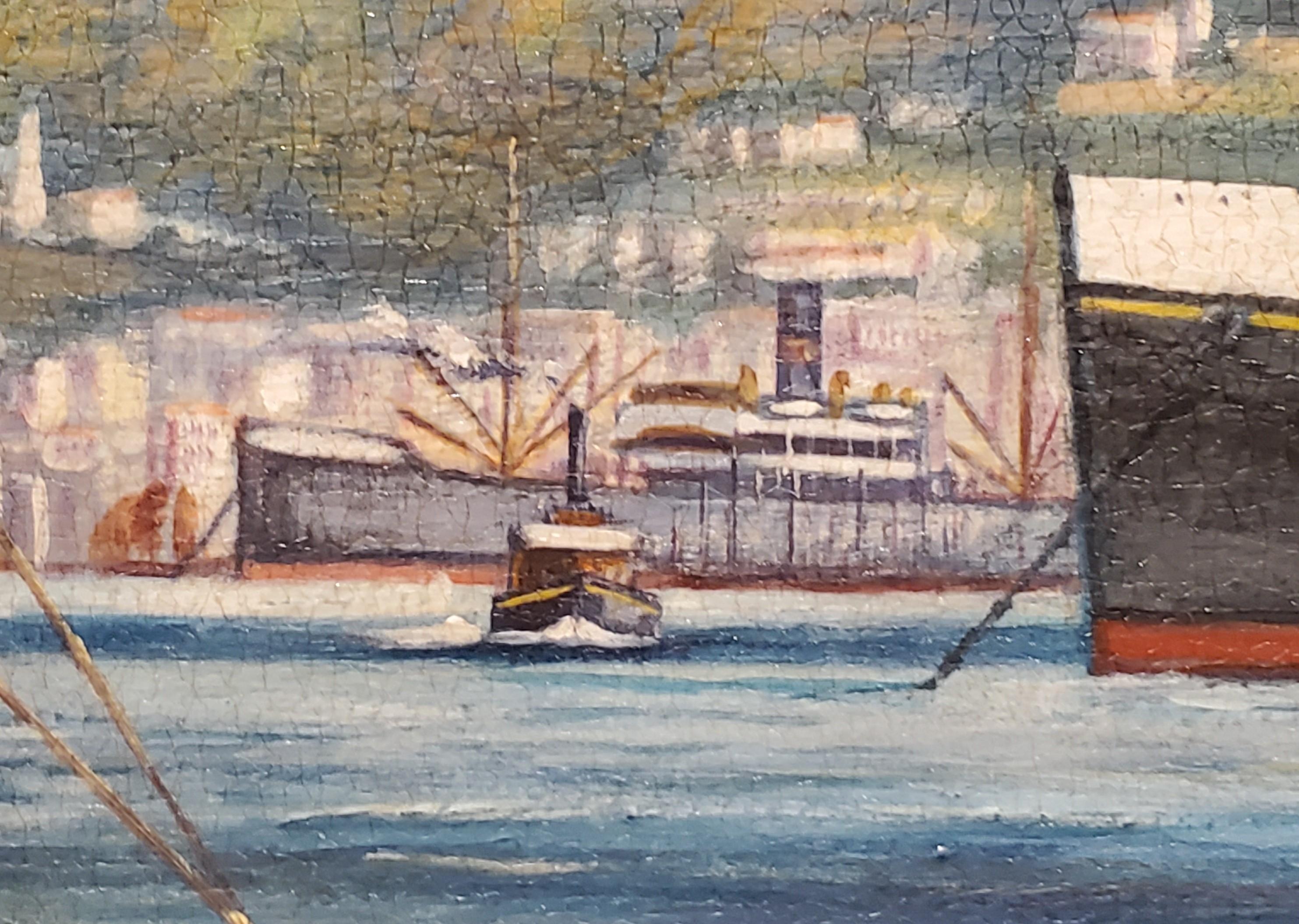 Sea Plane Chinese Clipper Steam Liner At Chinese Harbor by T. G. Pollard 2