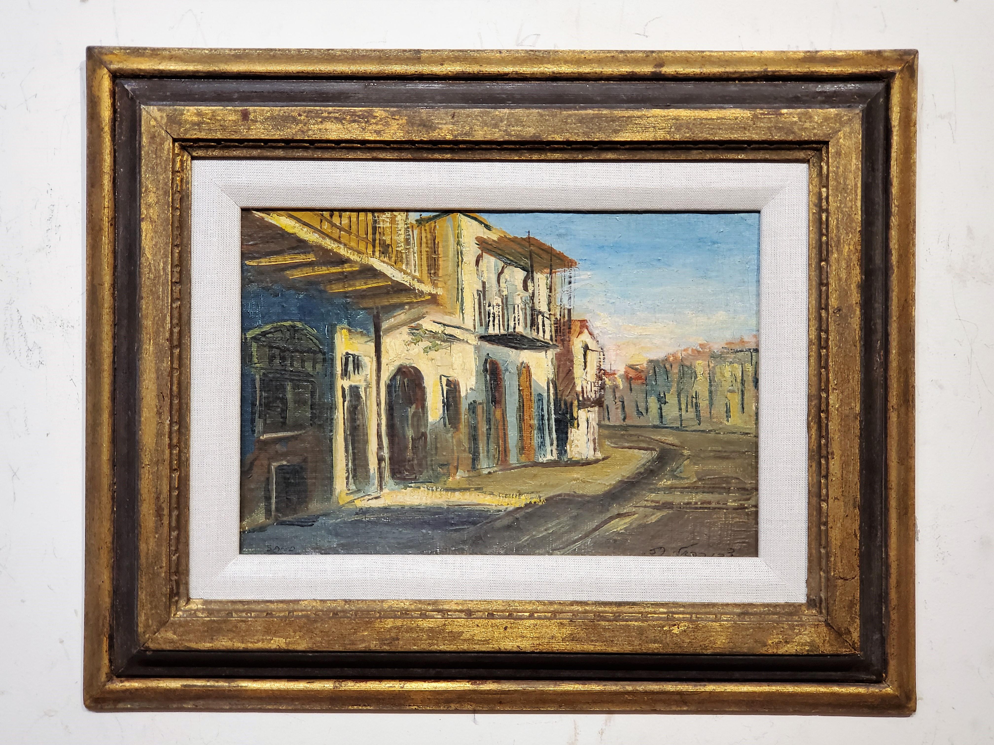 Landscape Painting Svi Raphaeli - Un marché à Tzfat, vue impressionniste d'Israël des années 1960 de Tzvi Raphaeli