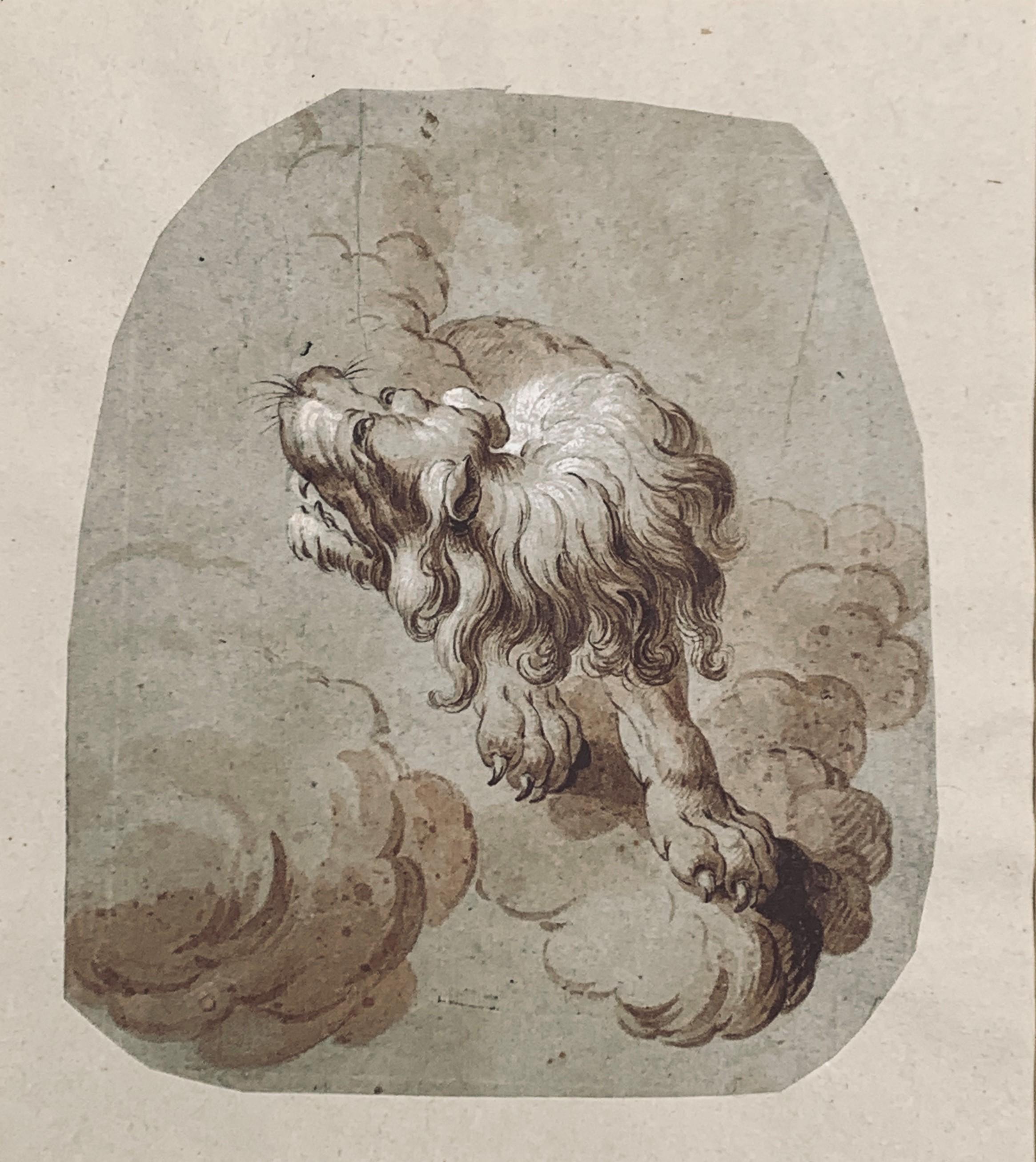 Unknown Animal Art - Netherlandish School Ink Drawing of a Lion, 17th/18th C.