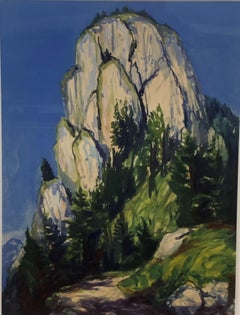 Gouache of Western Landscape by Frank Simon Herrmann