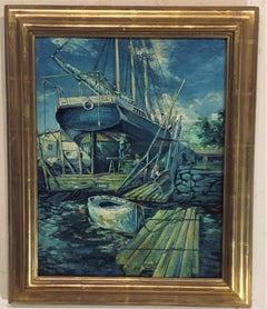 Boats Dockside by Edwin Murdock, the Alvenia.   Oil on canvas circa 1915.