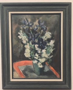 Table Top Floral Still Life in a Green Pottery Vase, Woman artist Grace H. Pugh