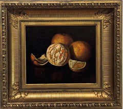 Still Life of Oranges by Woman Artist in Original Frame dated 1891