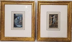 Used Pair Of Watercolor Paintings For Charles Dickens
 Book "The Life Of Our Lord"