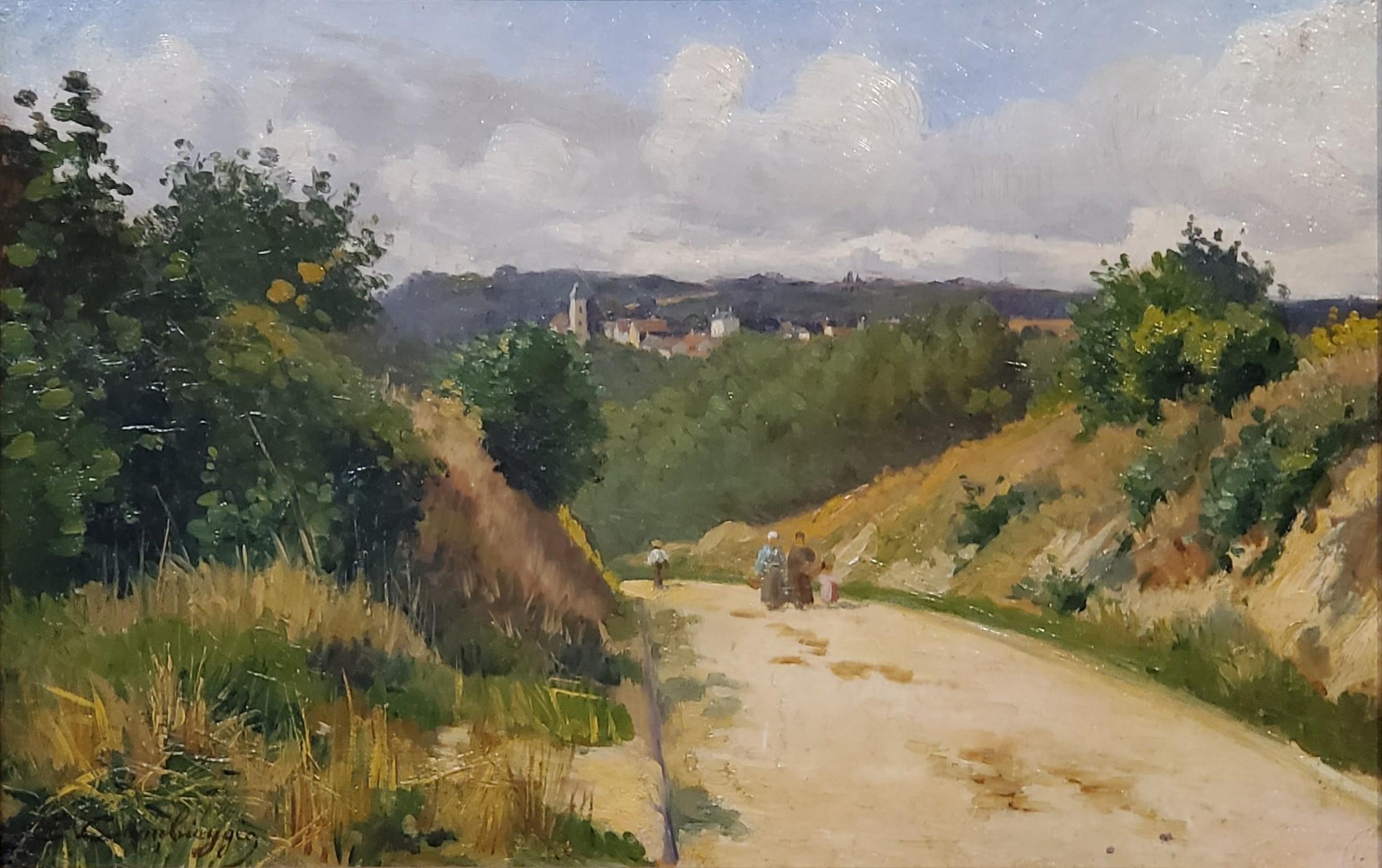 French Countryside Landscape Oil Painting Signed by Emile Cambiaggio

French 1857-1930

Oil on wood panel, 10 3/8