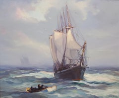 Sailing Ship A Landscape Oil Painting by Alice Estelle James
