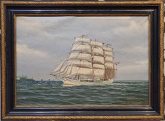 Danish Marine Landscape Painting signed by K Hansen