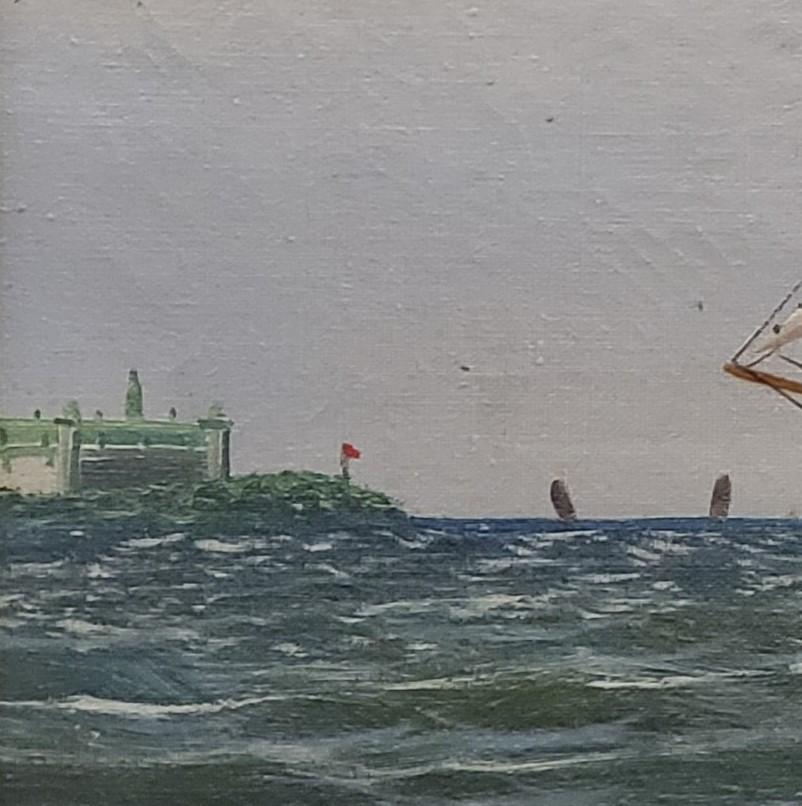 Danish Marine Painting signed by K Hansen circa 1930.

This maritime oil painting measures 18