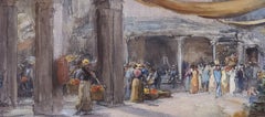 Rialto Outdoor Market Venice An Oil painting On Canvas by Walter Francis Brown
