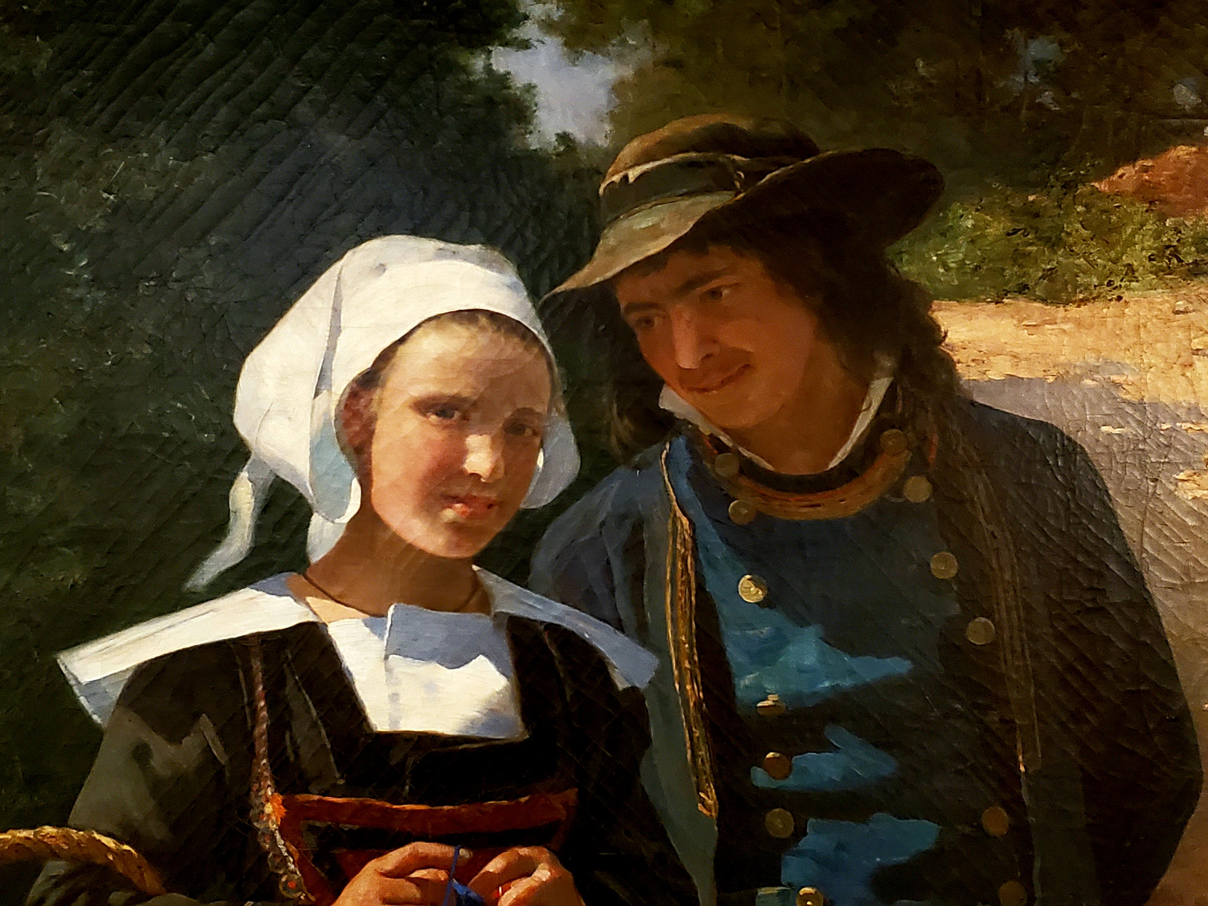 Porträt eines französischen Paares in einer Waldlandschaft um 1885 1