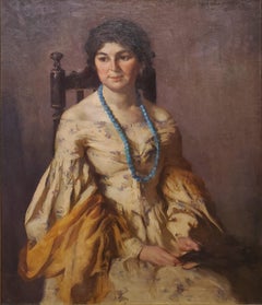 The Little Brunette is a Portrait Painting Signed by Mary Rosamond Coolidge