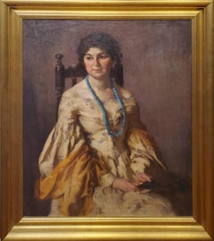 The Little Brunette is a Portrait Painting Signed by Mary Rosamond Coolidge