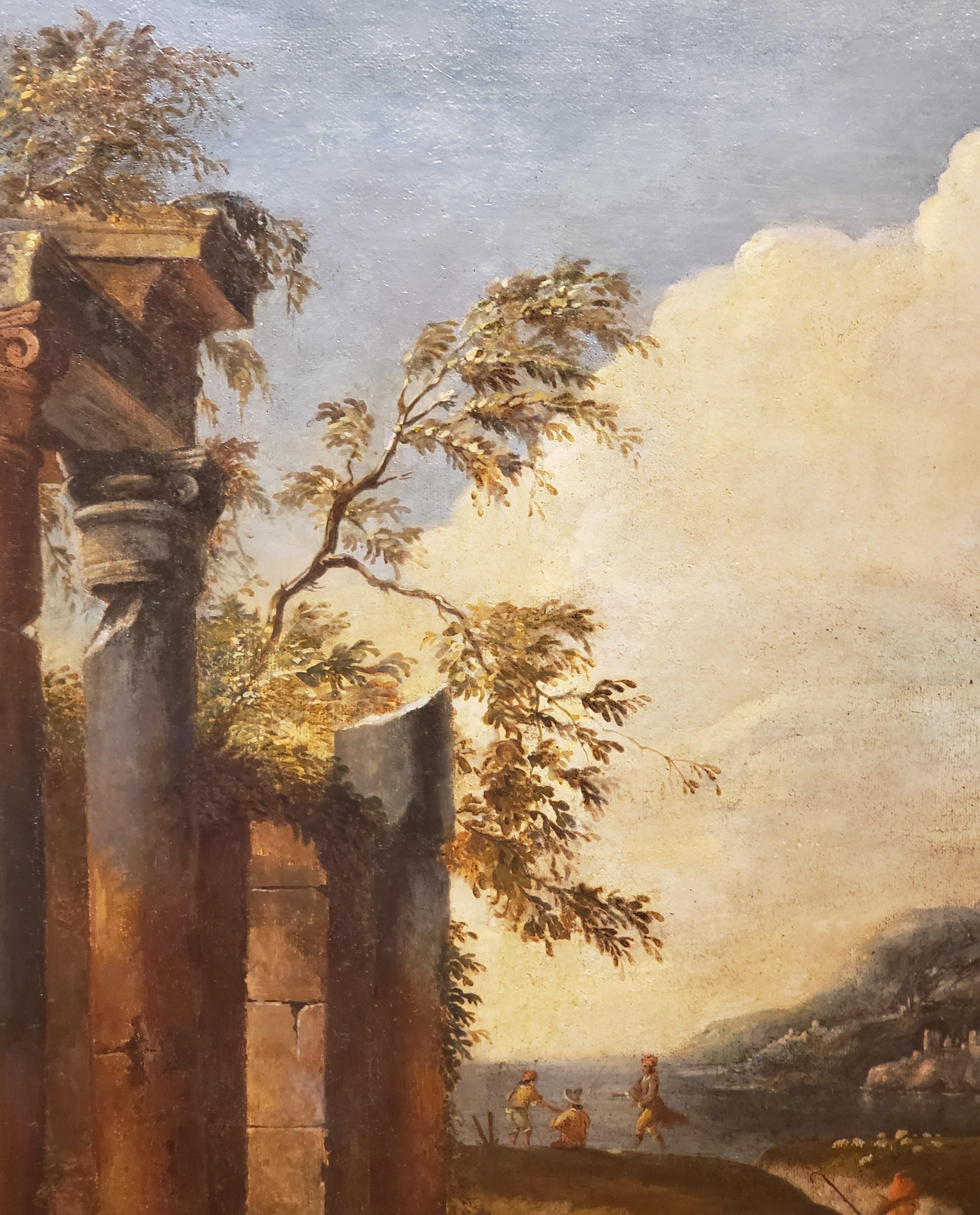 Capriccio, Ölgemälde römischer Ruinen, Italienische Schule 4